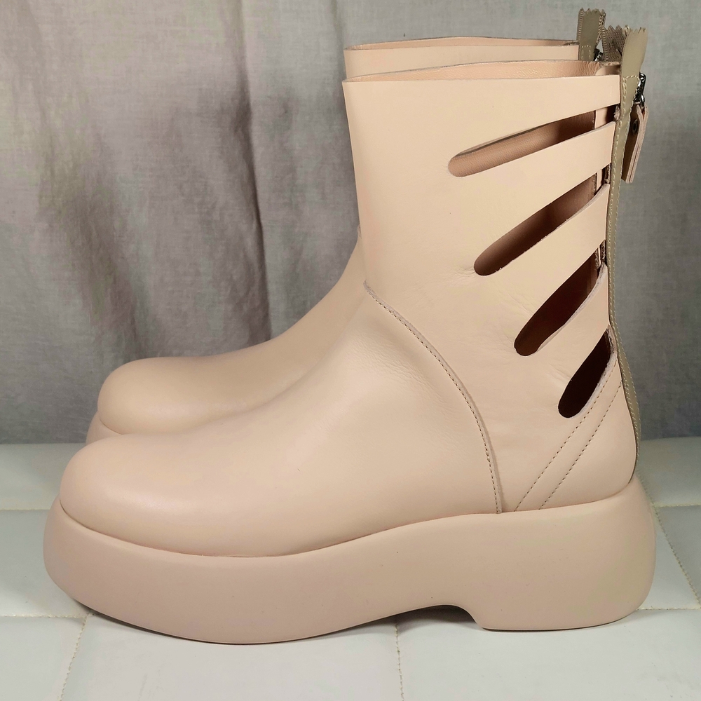 AGL Blush Leather Mid Boots with Strappy Cutouts, EU41, NWT